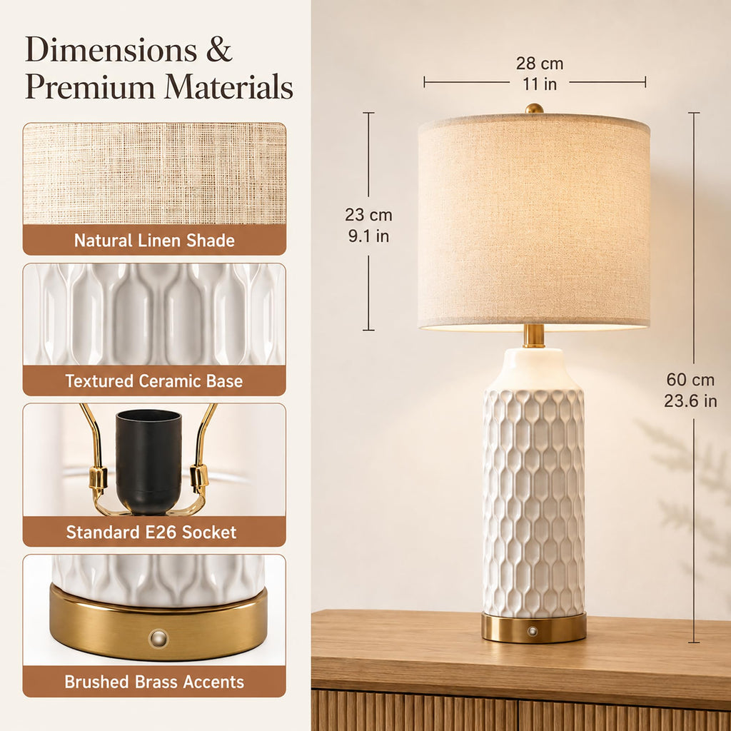 24''Cordless Table Lamp Touch Dimmable Bedside Lamps Set of 2