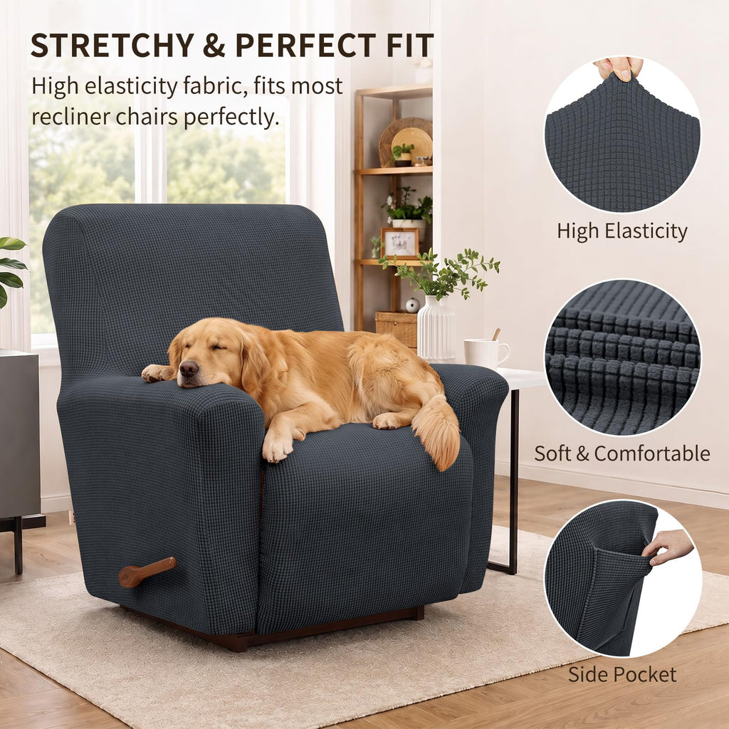 Recliner Chair Covers, 1-Piece Lazy Boy Recliner Covers, Charcoal