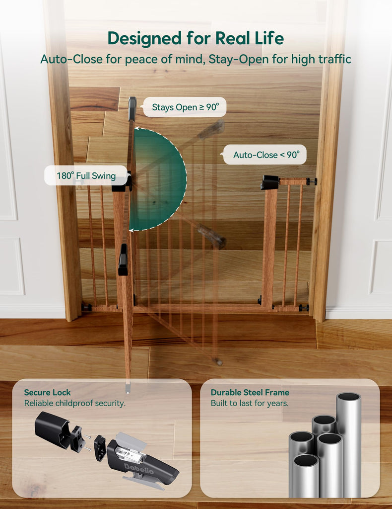 29-55" Extra Wide Baby Gate,, Brown Wood Pattern