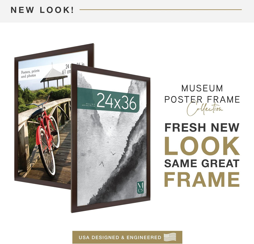 Museum Poster Frame, 24x36, Espresso Woodgrain | Museum Collection Poster Frame For Photos & Art Prints, 24x36 Inch