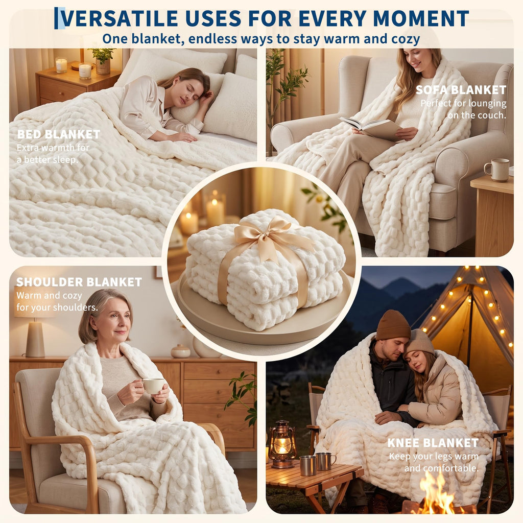 Heated Weighted Blanket for Adult 15 lbs, 60 x 80 inches, White
