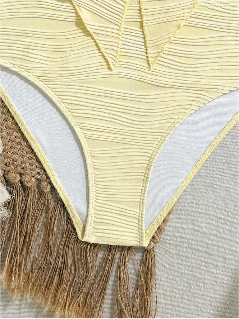 Teen Girl Swimsuit 2pcs Tankini Textured Camisole Tops with Panty Vacation Cruise Outfits