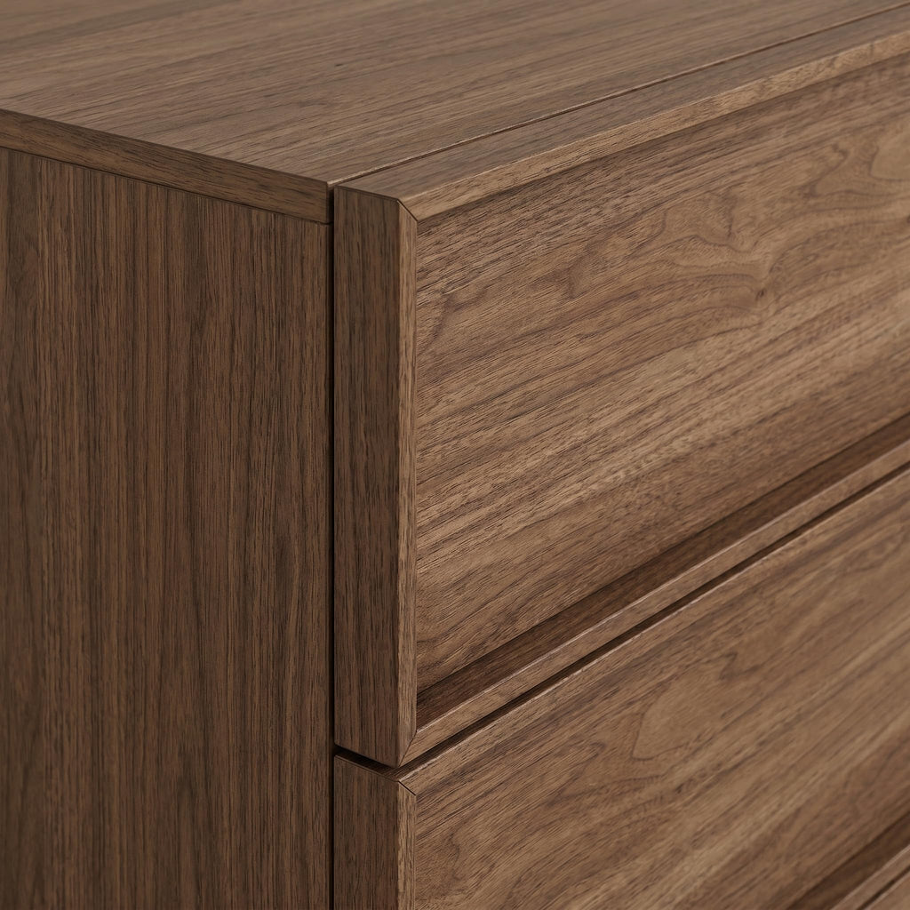 6-Drawer Dresser, 47.2" Wide, Wooden, Light Walnut