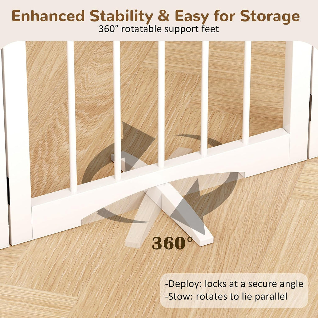 Free Standing Dog Gate Indoor, Foldable Dog Gate for Stairs Doorways