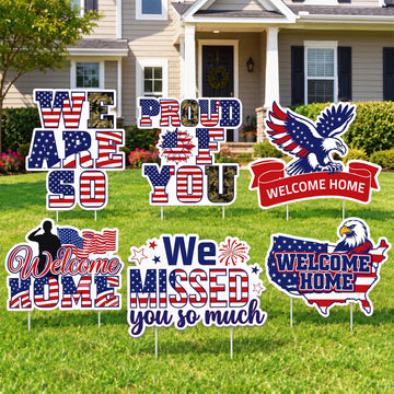 6 Pcs Military Welcome Home Yard Signs with Stake, Missed You