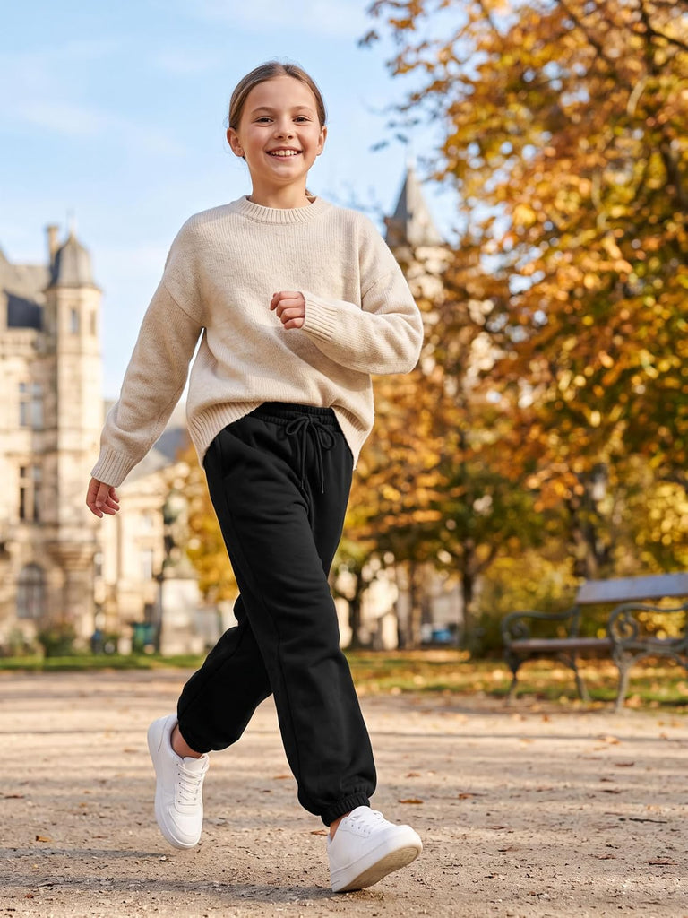 3 Pack Girls' Sweatpants Cotton Active Jogger Pants for Kids