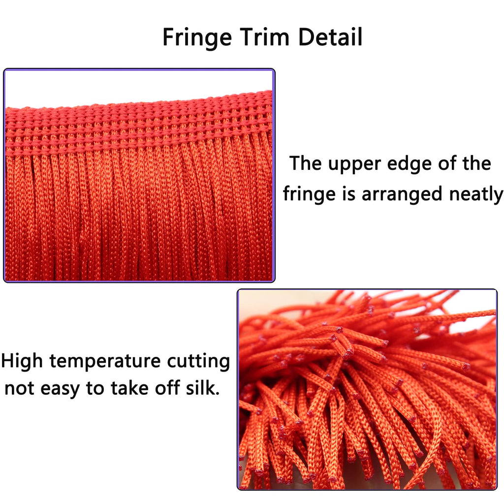 8" Red Fringe Trim Tassel Sewing Trim for Clothes Accessories Latin Wedding Dress DIY Lamp Shade - 10 Yards