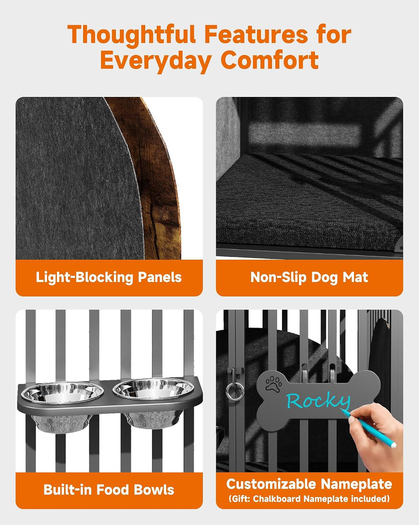 Dog Crate for Anxious Dogs Home Alone While You Work, Licensed LittleHaven Furniture-Style Double Calm Den Design