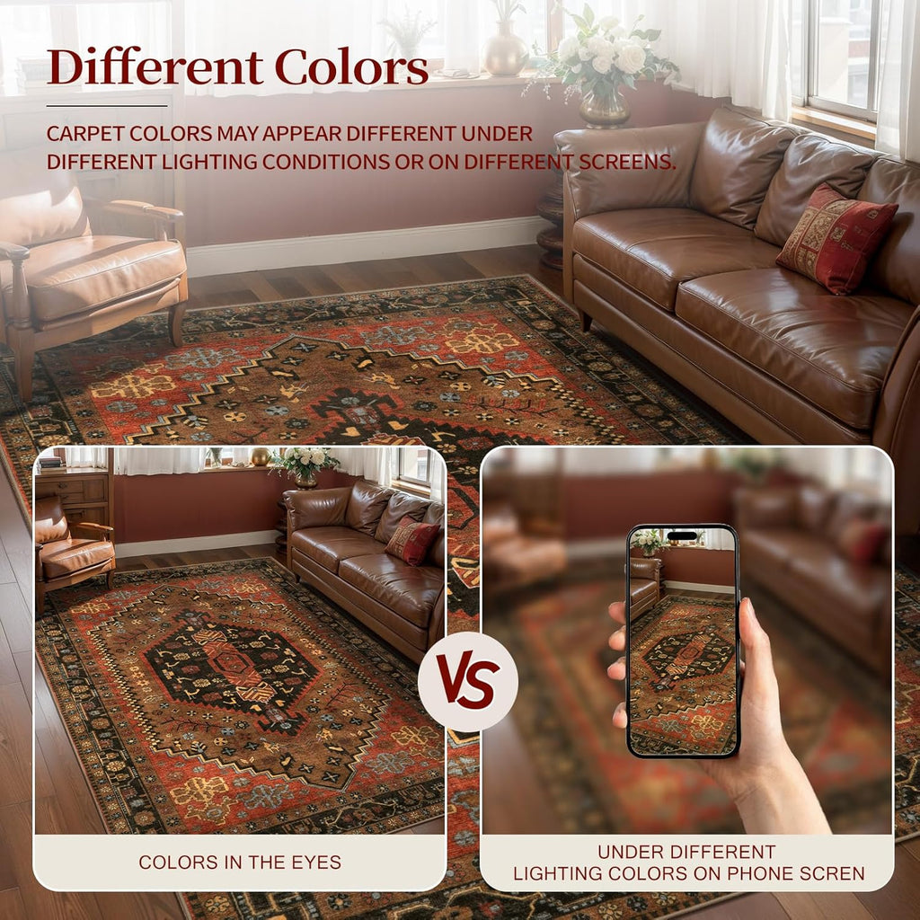 2x10ft Runner Rug, Long Hallway Rug Vintage Kitchen Thin Washable Carpet for Entrance Bedroom Bedsid