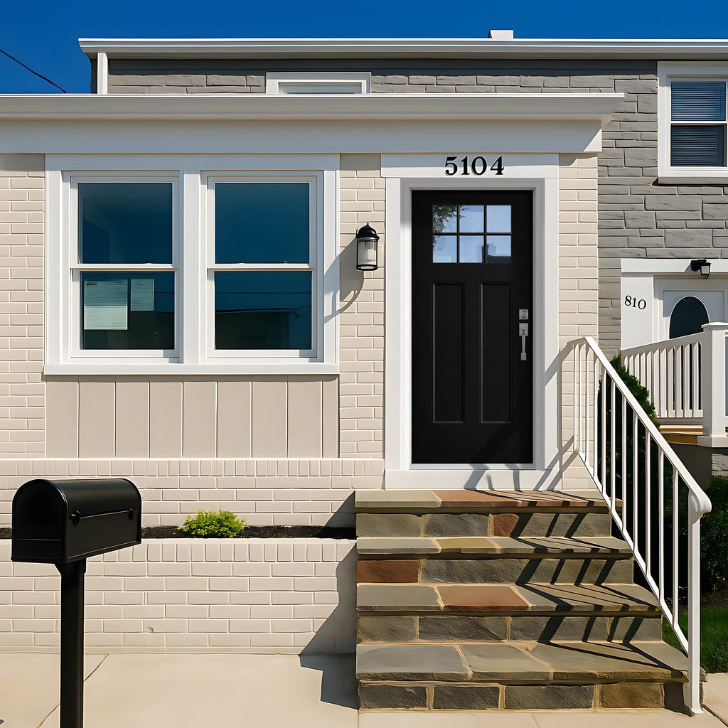 36'' x 80'' Fiberglass Front Entry Door Black, 6-9/16in Jamb Exterior Door Left Hand Inswing Woodgrain Finish