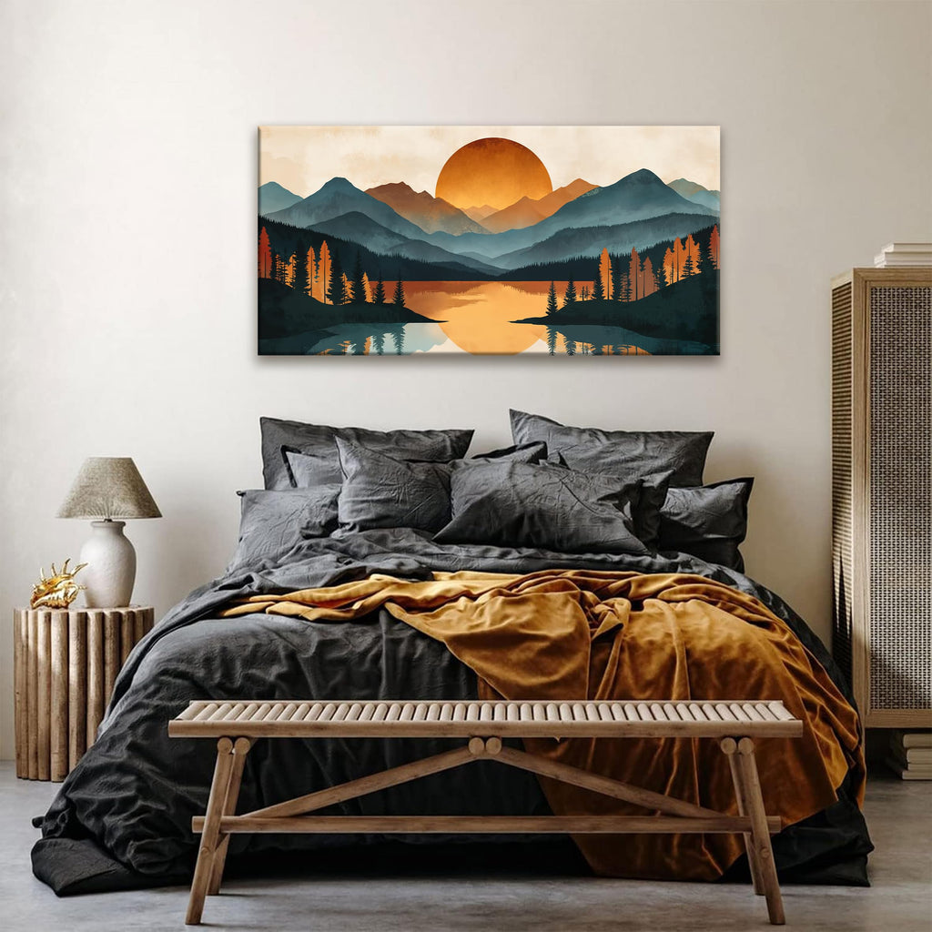 Mountain Boho Wall Art Prints Canvas Art Wall Decor Home Wall Decorations Picture Forest River Landscape Prints