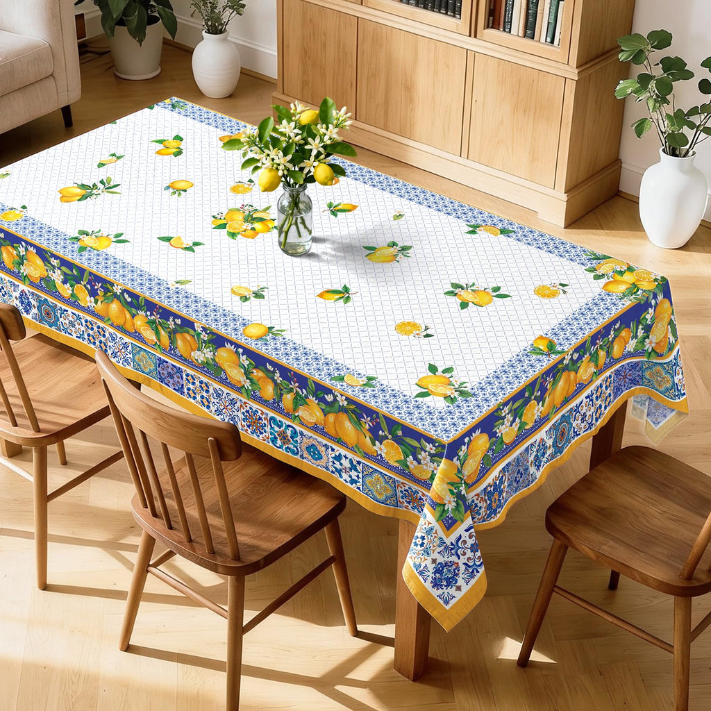 Capri Lemon Tablecloth 60 x 84 Inch Rectangular, Italian Style
