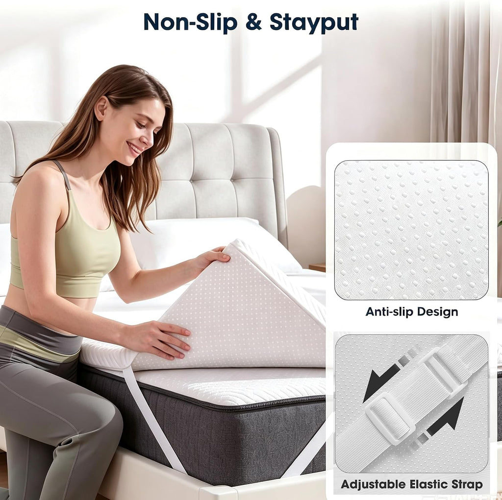 3 Inch Gel Memory Foam Mattress Topper Queen Size High Density Cooling Pad Pressure Relief Bed Topper (with Removable