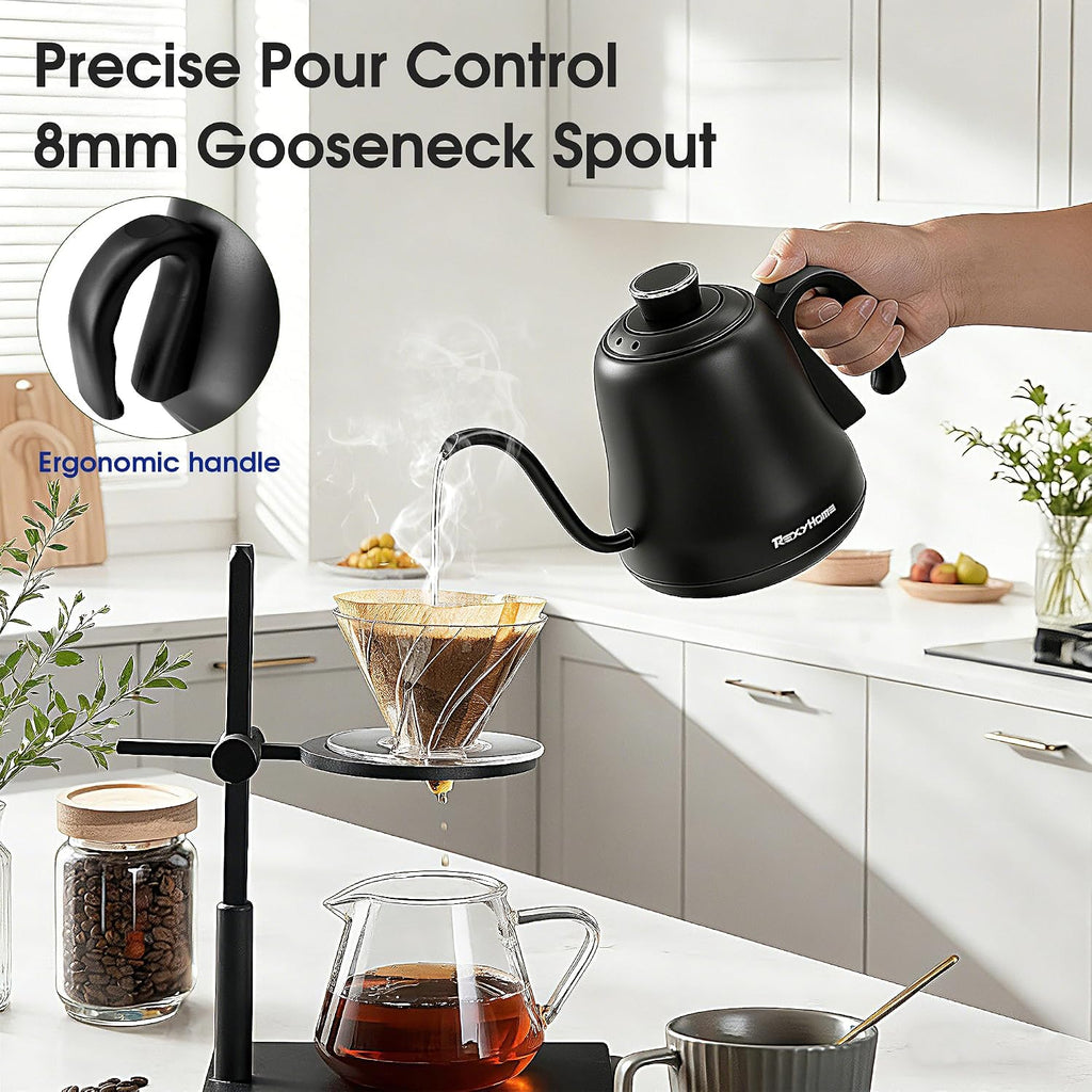 Gooseneck Electric Kettle Temperature Control: 316L Stainless Steel Inner | ±1°F Precision, Pour Over Kettle for