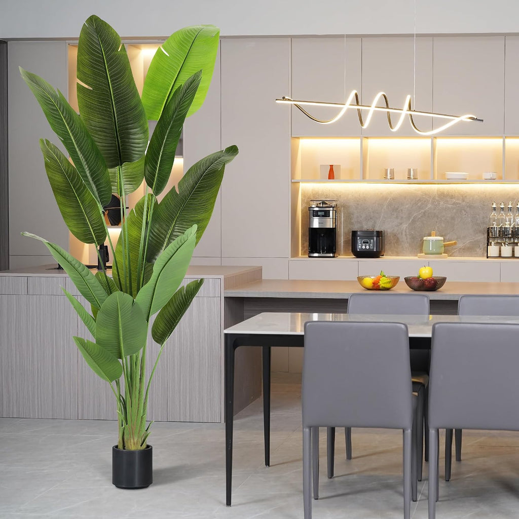 Large Artificial Trees 7.2Ft Silk Bird of Paradise Big Tall Fake Plants Faux Green Silk Floor Potted Plants Living