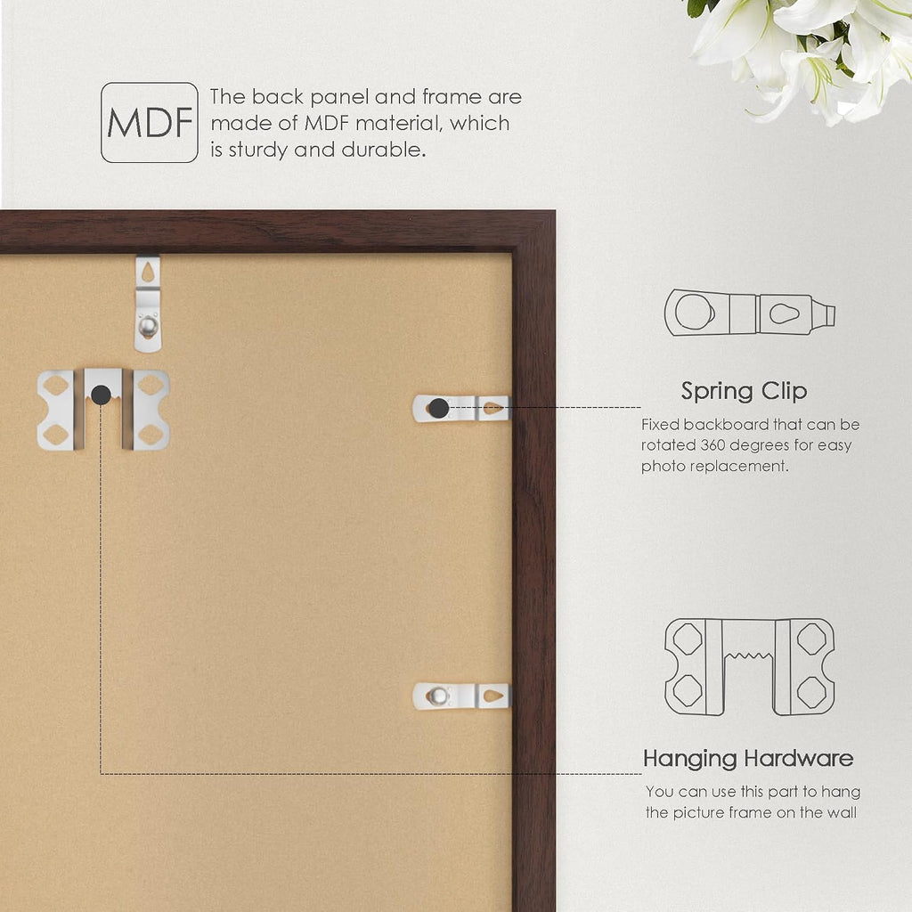 24x36 Poster Frame Walnut Woodgrain, with Plexiglass and Wall Mount | Poster Frames 24 x 36 inches or 24x36 Picture