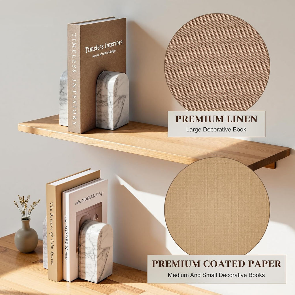 Decorative Books, Set of 3 Fake Book Storage Boxes, Oatmeal | Modern Home Decoration with Hidden Storage Room for