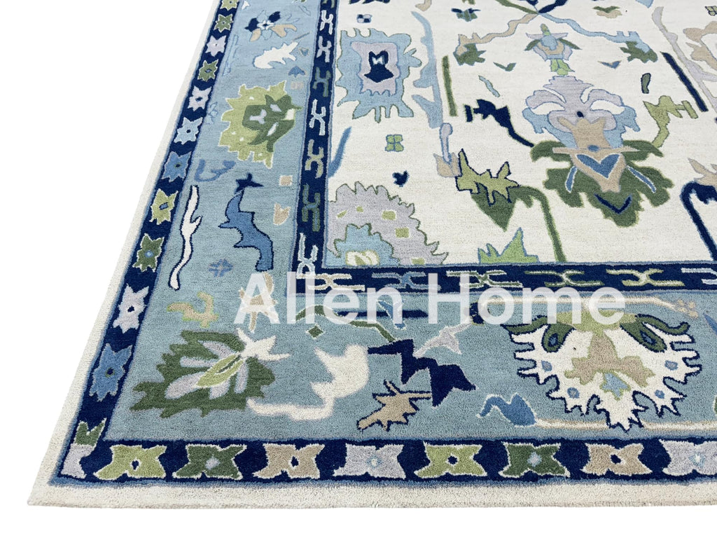Allen Home Hand Tufted Oushak Wool Rugs - Pastel Ushak Area Carpets Suitable - Natural Latex Backing with 100% Cotton
