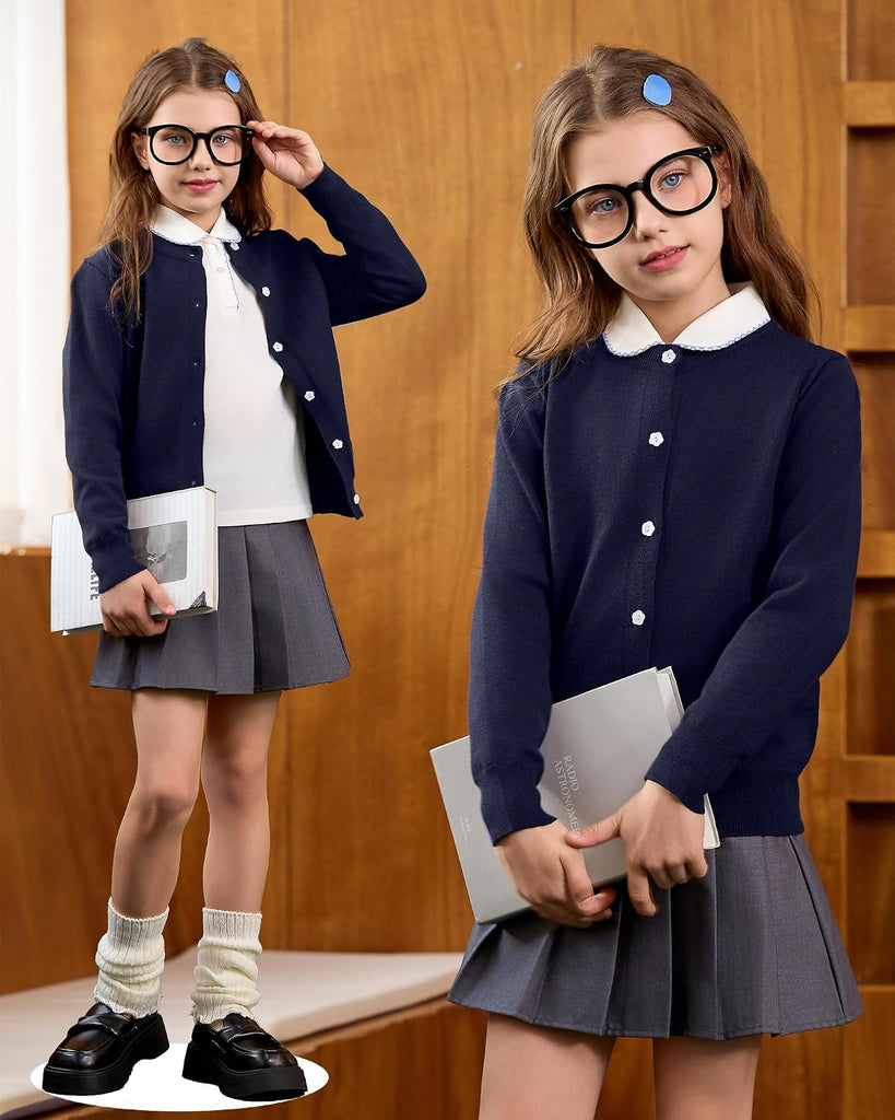 Cardigan Sweater School Uniforms Toddler Long Sleeve Button Knit Solid Sweaters Tops