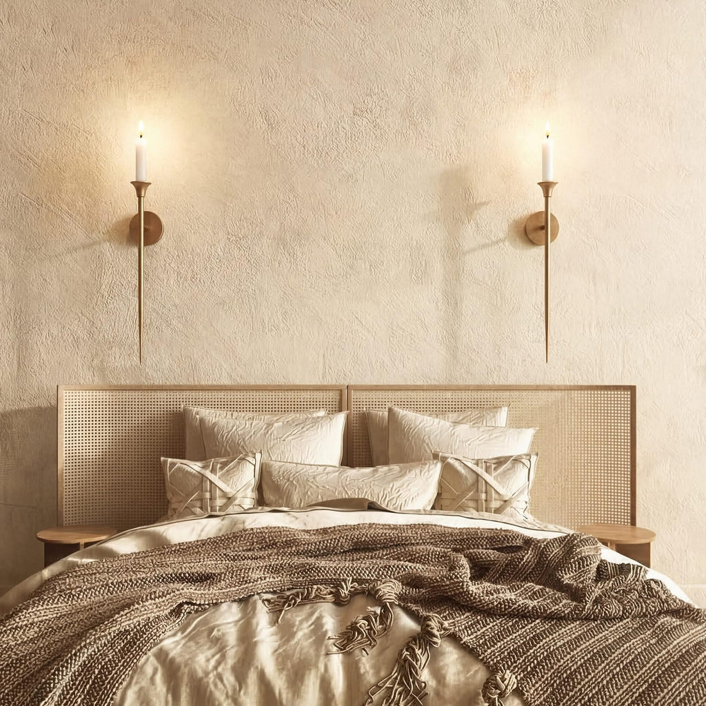 2 Pcs 32'' Wall Candle Sconce, Antique Bronze Cast Iron Taper