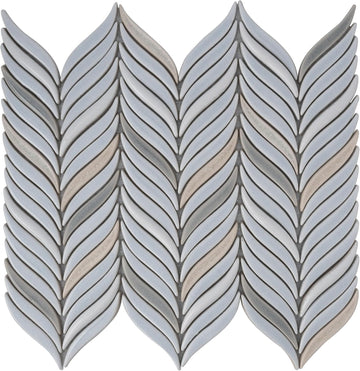 Oval Mosaic Ceramic Tile Chateau Blue 10.2x11.8 Polished 4.18 sq ft 5-Pack | Glazed decorative sheets. Kitchen