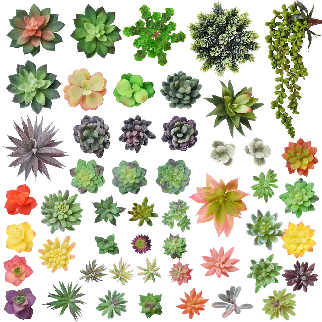 50 Pack Bulk Large Assorted Realistic Artificial Faux Succulents Aloe Plants Realistic Fake Succulent Plants, Largest