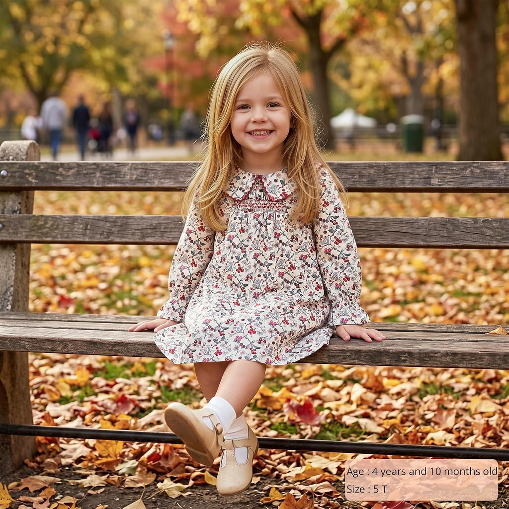 Toddler Floral Dress, Long Sleeve Smocked