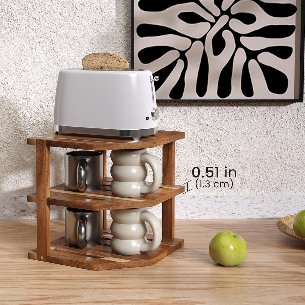 3 Tier Acacia Corner Shelf 2 Pack, Dish Drying Rack, Cabinet
