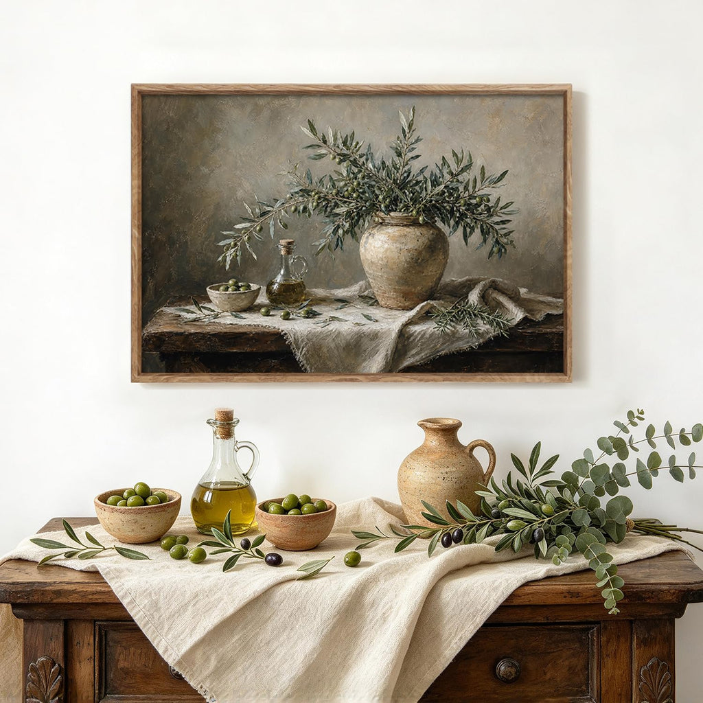 Vintage Olive Branch Still Life Plants Wall Art Canvas