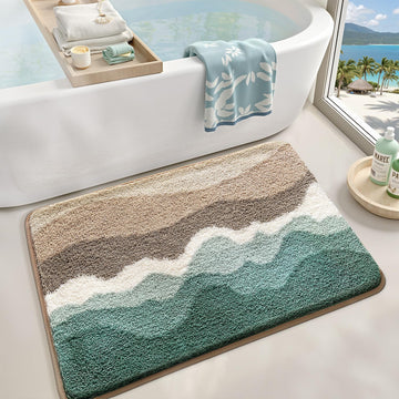 Coastal Bathroom Rug Soft Microfiber Absorbent Bath Mat 20x32