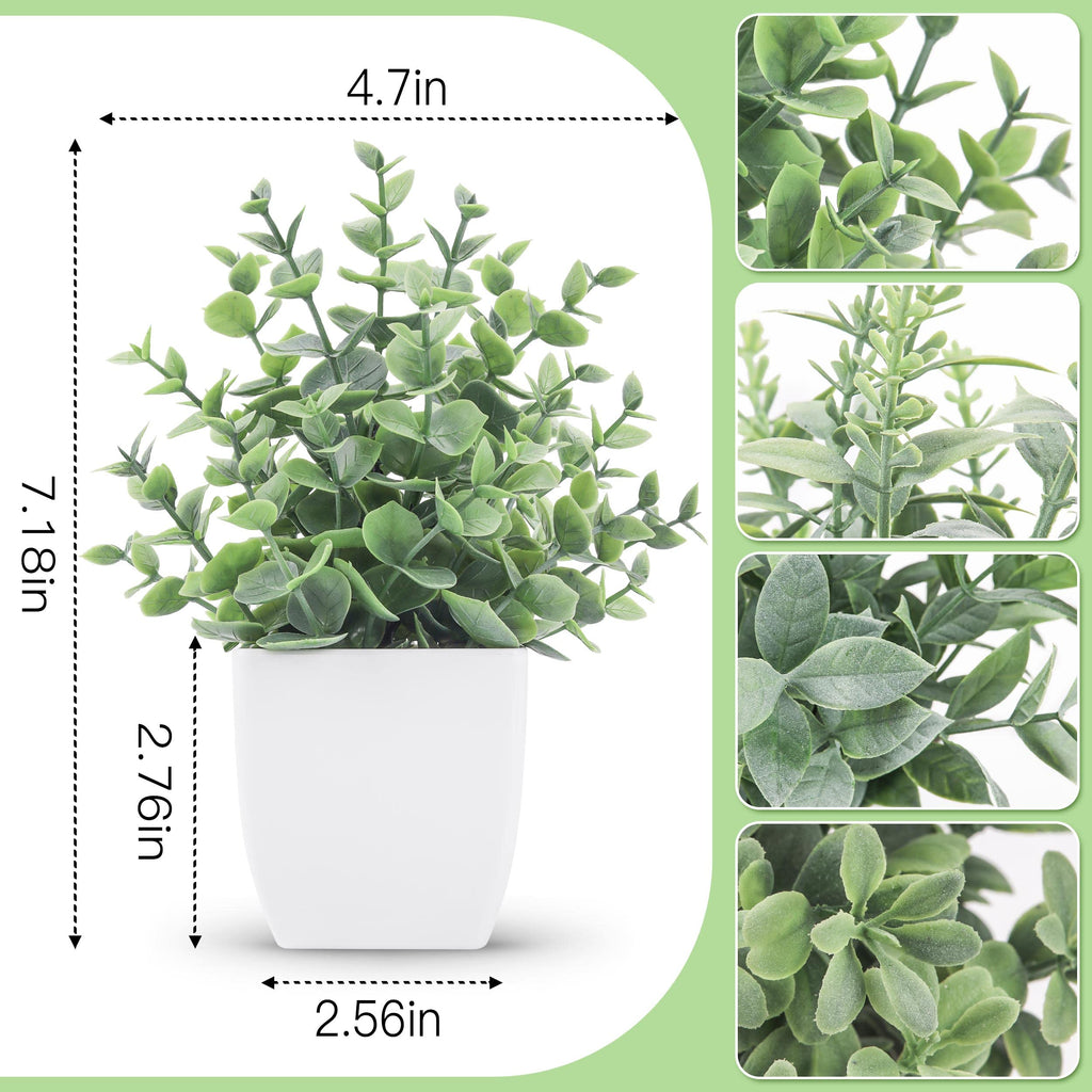 4 Pack 7" Mini Fake Plants, Artificial Plants Decor