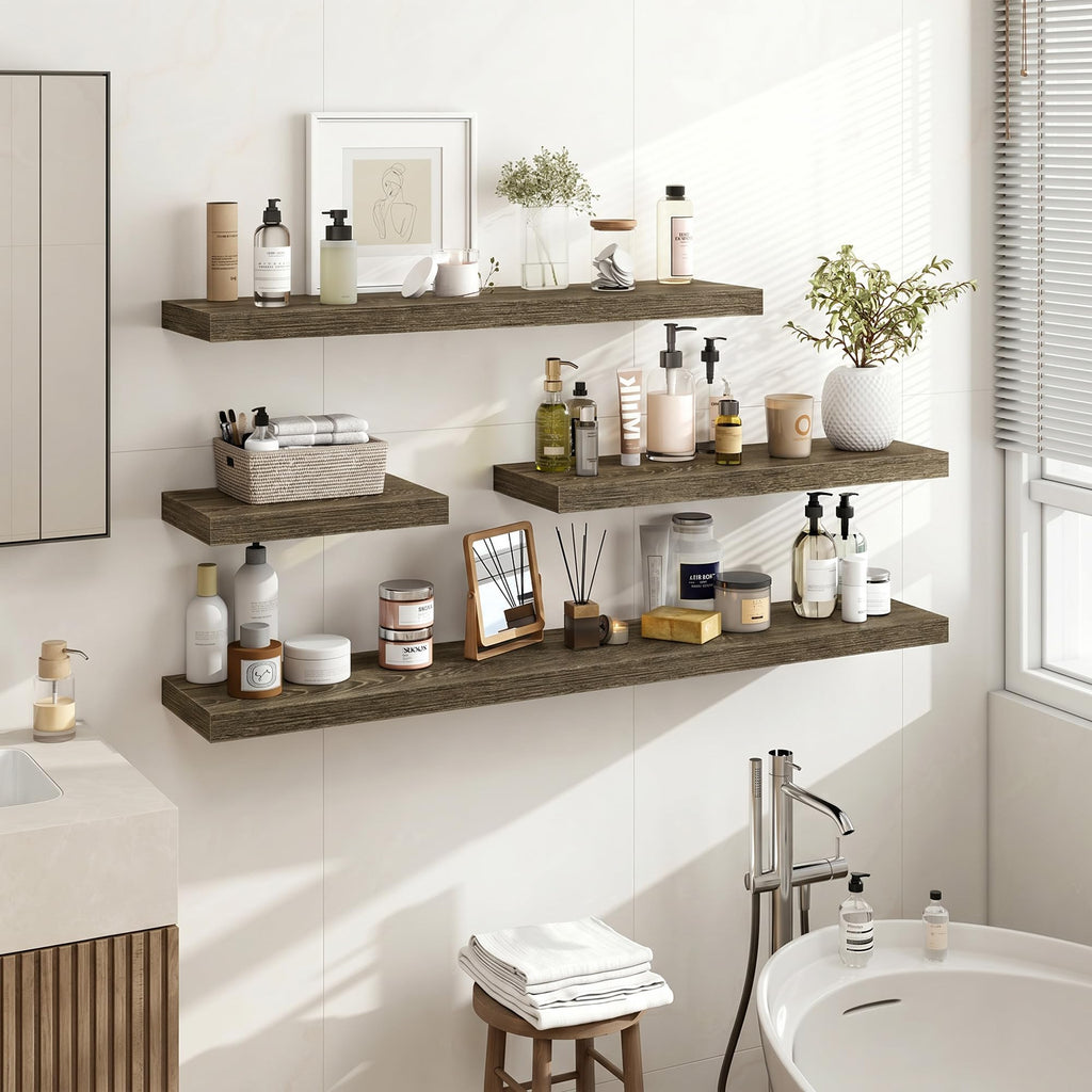72in Floating Shelves, 9.25" Deep x 1.5" Thick Floating Shelves for Wall, Wooden Shelves, 1 Pack, Grey Oak