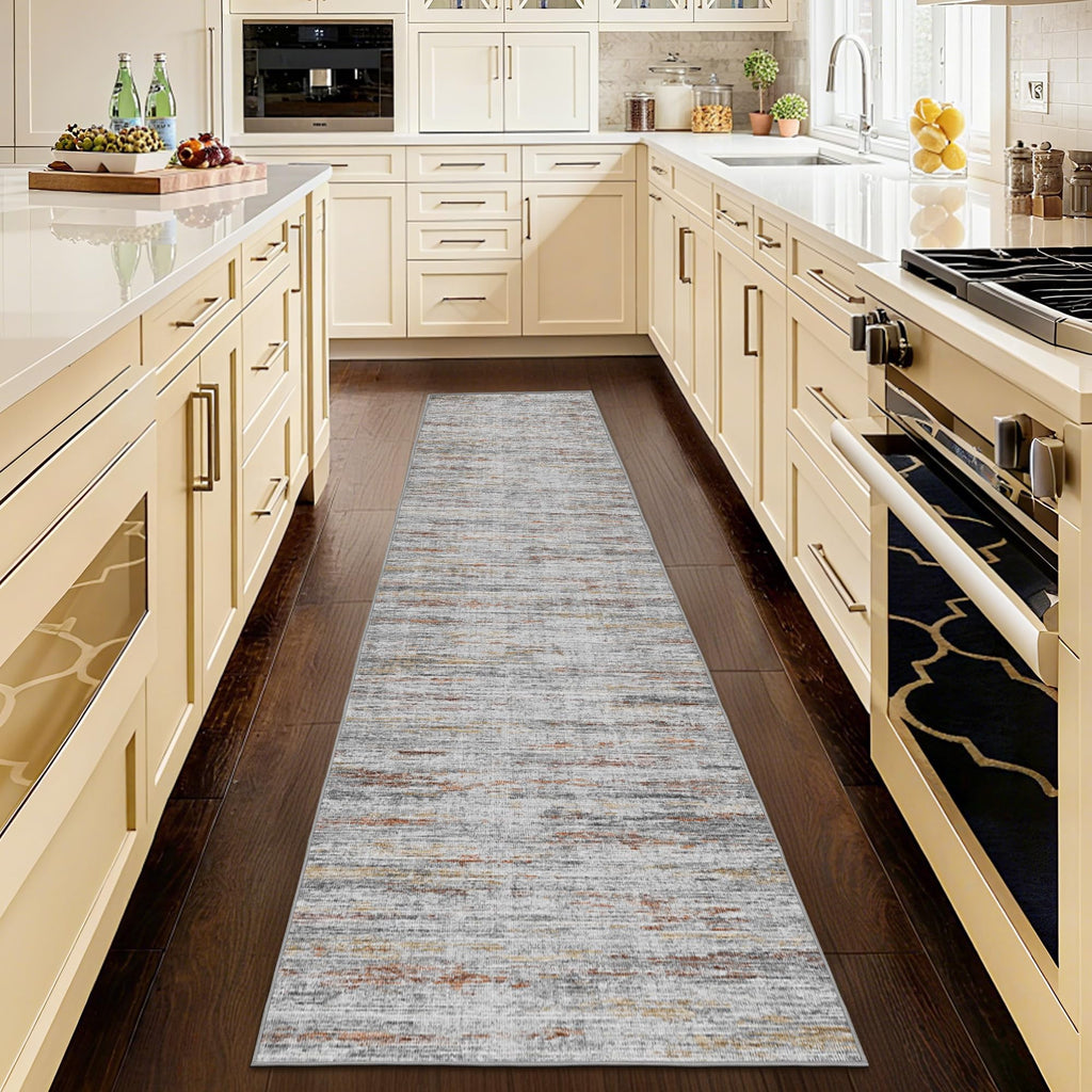 2.5x10 Washable Runner Rugs, 10 ft Runner Rug s, Ultra-Thin Abstract Long Stain Resistant Rug Runner, Non-Slip Backing