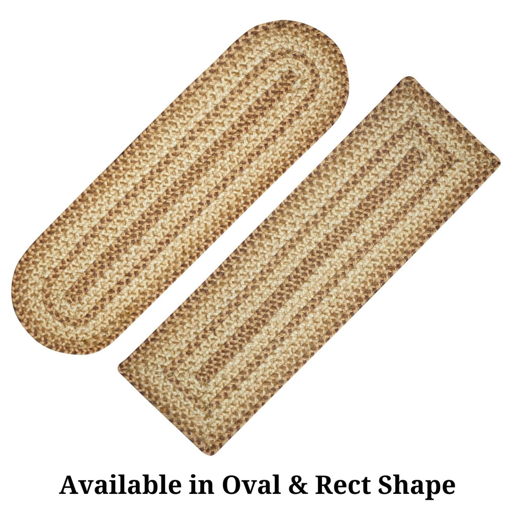 Cookie Dough Jute Braided Stair Treads, Oval 8x28 Set of 13