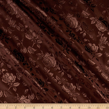 Brown Rose Satin Jacquard Fabric by The Yard