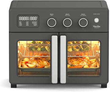 French Door Air Fryer Toaster Oven Combo, 34QT Countertop Convection, 12-in-1, Bake, Broil, Roast, F