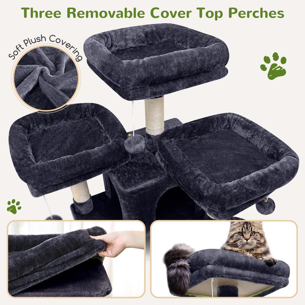 Big XXL Cat Tower for Indoor Multiple Cats, Dark Grey