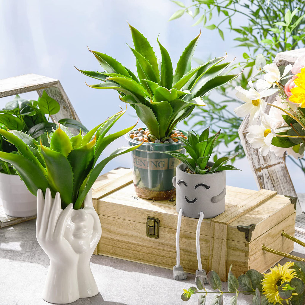 4 Pcs Artificial Succulents Plants Large Fake Faux Unpotted Artificial Succulents Leaves Realistic Aloe Plant DIY
