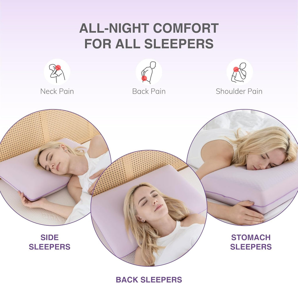 Cooling Gel Memory Foam Pillow, Reversible Design, Neck Support | For Side, Back & Stomach Sleepers, Removable