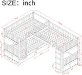Triple Bed Twin-Over-Twin-Over-Twin Bed L Shaped Bunk Bed with 2 Drawers and 2 Ladders, No Box Spring Needed