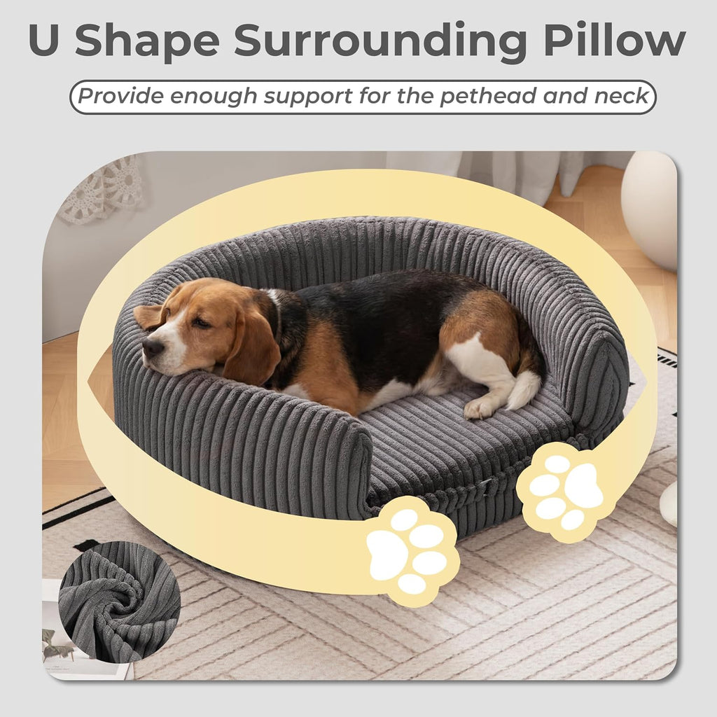Grey Large Dog Couch Bed Pet Sofa for Medium and Large Dogs Under 70lbs