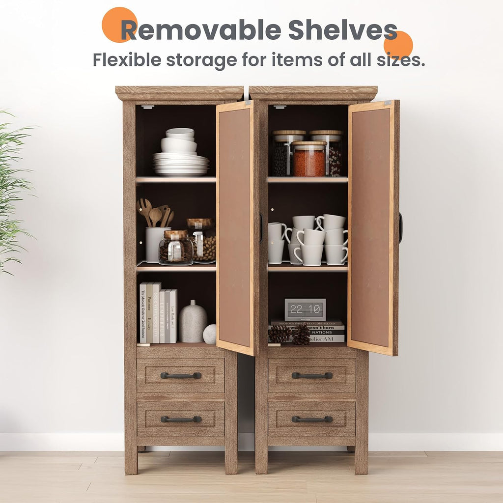 48'' Tall Accent Cabinet with Door, 16'' Wide Narrow Storage Cabinet with Drawer & Shelves for Small Space, Modern