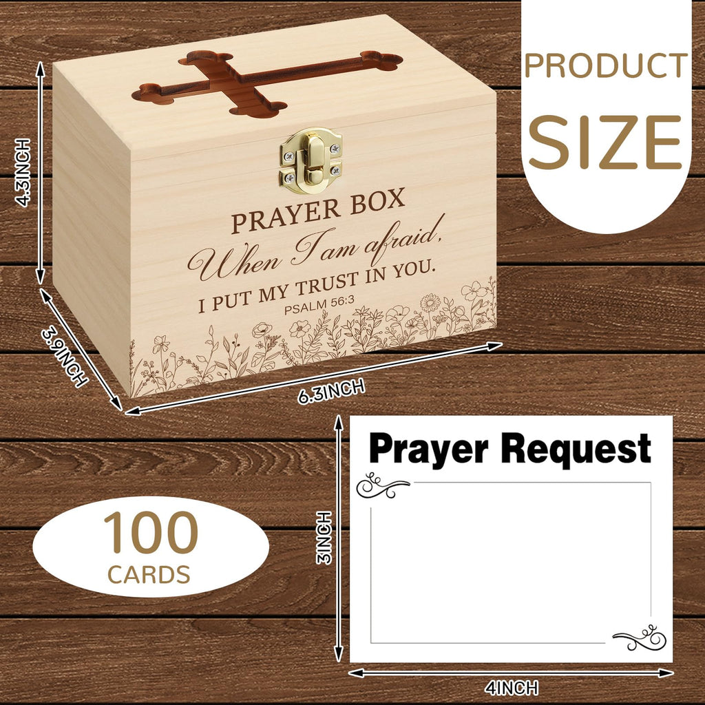Prayer Request Box with 100 Pcs Prayer Cards, Wooden, Rustic