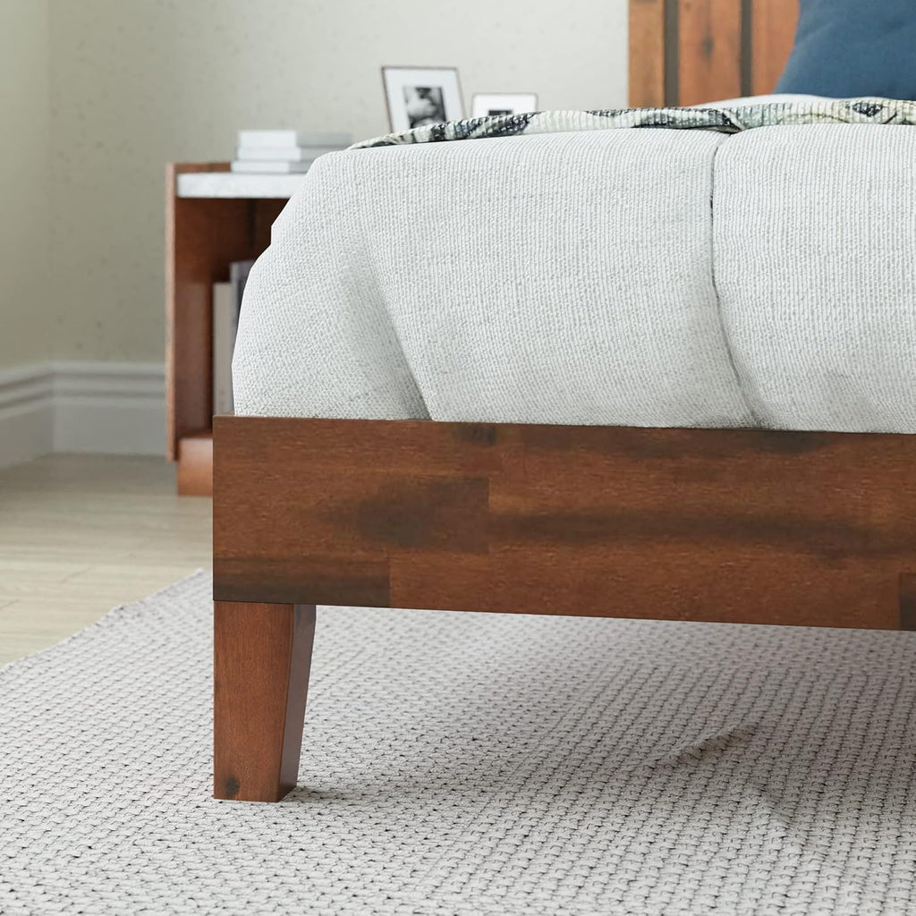 Vivek Deluxe Wood Platform Bed Frame with Headboard, Wood Slat Support, No Box Spring Needed, Easy Assembly, Full
