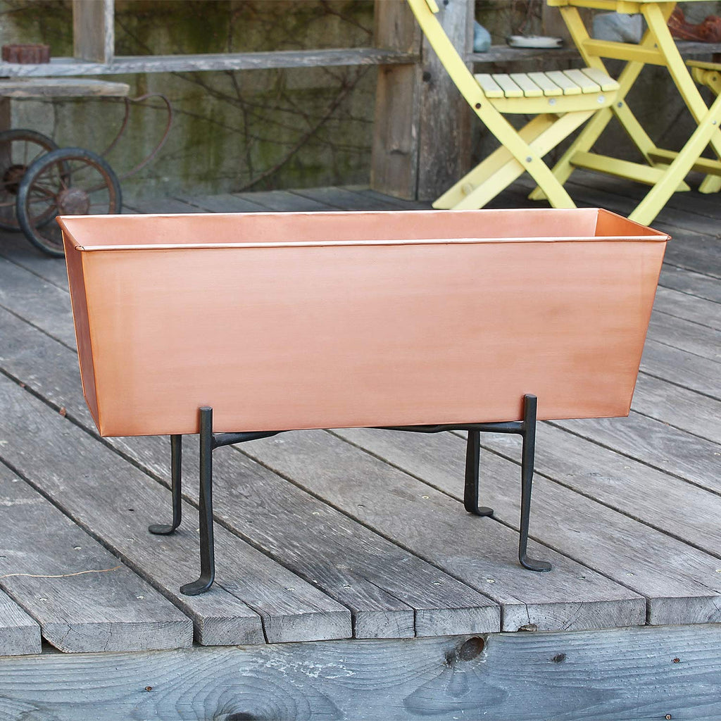 Plain Copper Window Flower Box Planter- Medium (23 1/4"L x 7 3/4"W x 7 1/2"H)