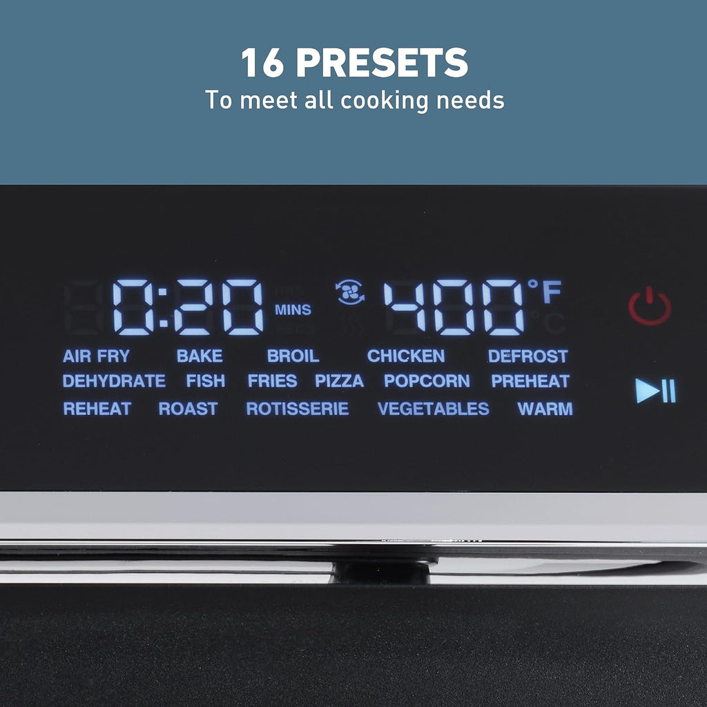Air Fryer Oven 15-Quart Capacity with Digital Controls Easy-View Door and 16 Cooking Presets, Includes Eight Cooking