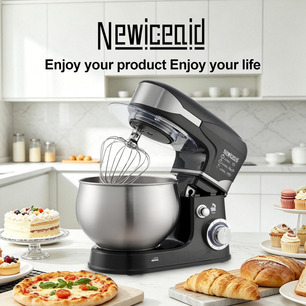 6-Speed 5.3QT+3.2QT Two-Bowl Stand Mixer, CHARCOAL BLACK
