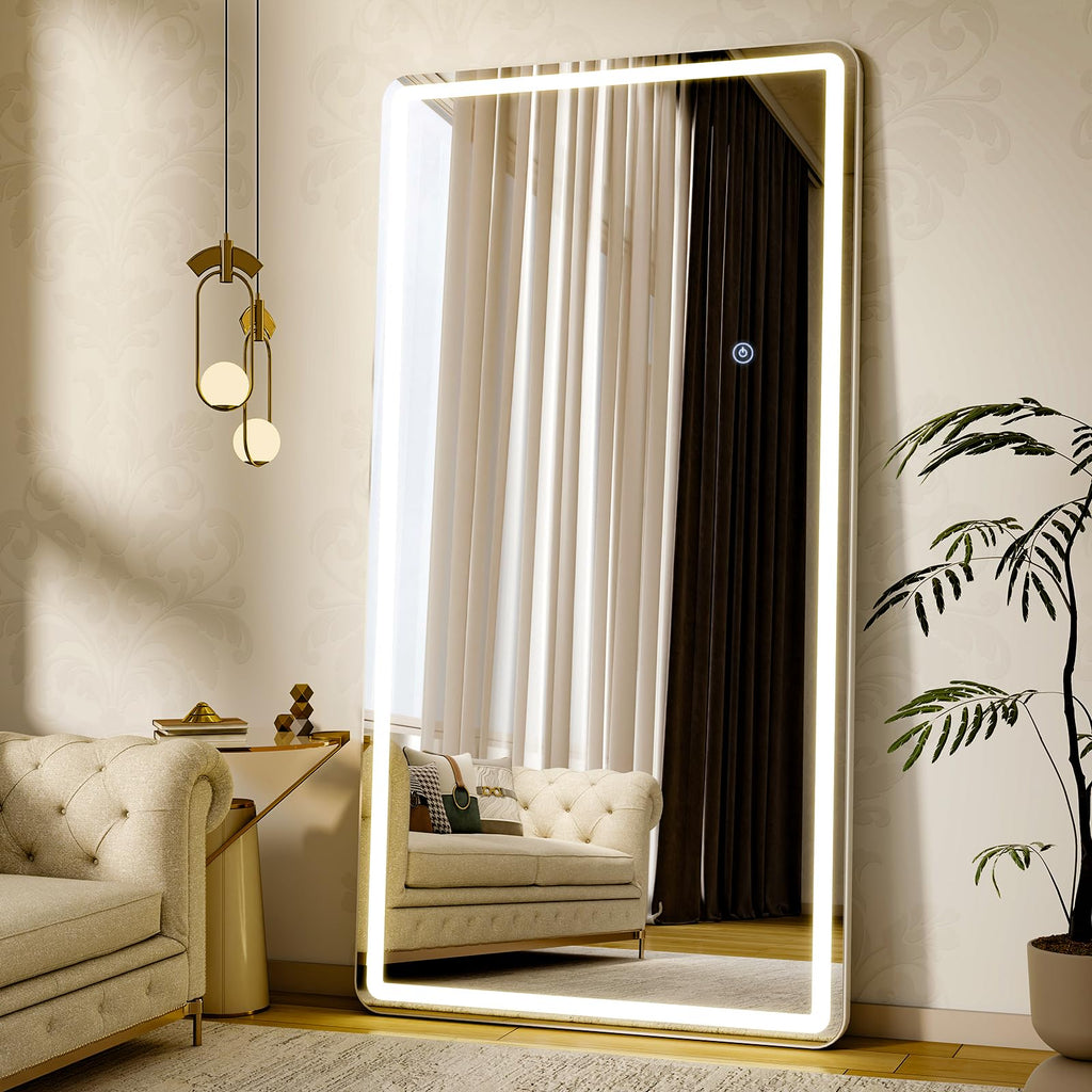 76"x34" LED Full Length Mirror, Standing Floor Body Mirror