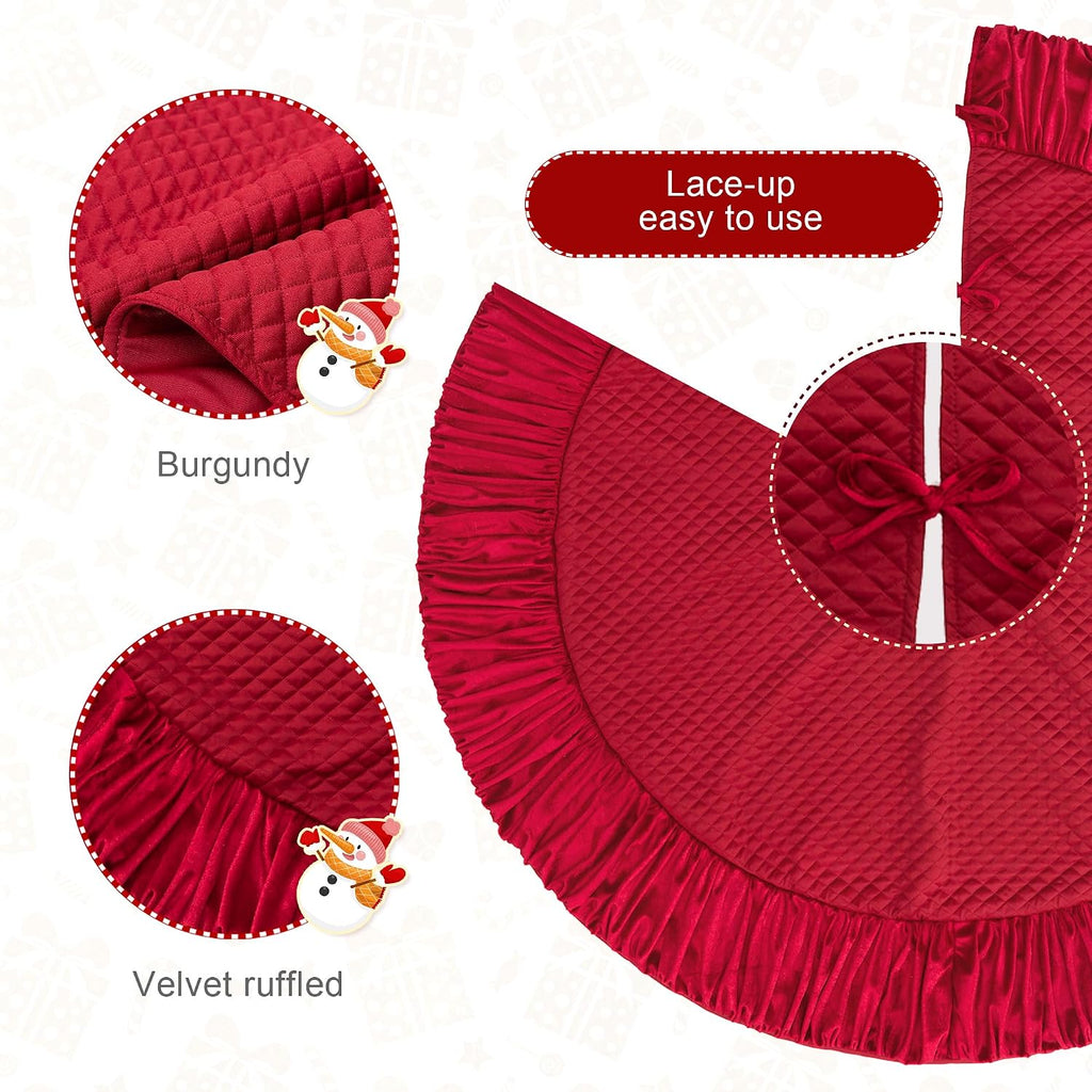 48 Inch Christmas Tree Skirt, Luxury Plush Tree Base Cover for Holiday Tree Ornaments Christmas Party Home Decorations