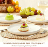 Plates and Bowls Sets, Scratch Resistant Dinnerware Sets for 8, 24 Pieces Porcelain Ceramic Dishware Dishes Set